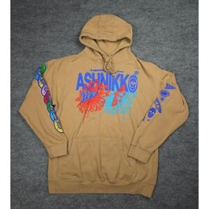 Ashnikko Sweatshirt Mens XL Brown Daisy World Hoodie Hooded Pullover Logo